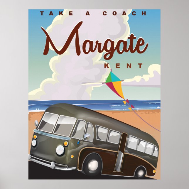 Margate Kent vintage Coach travel poster (Front)