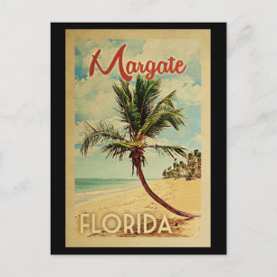 Margate Palm Tree Vintage Travel Postcard