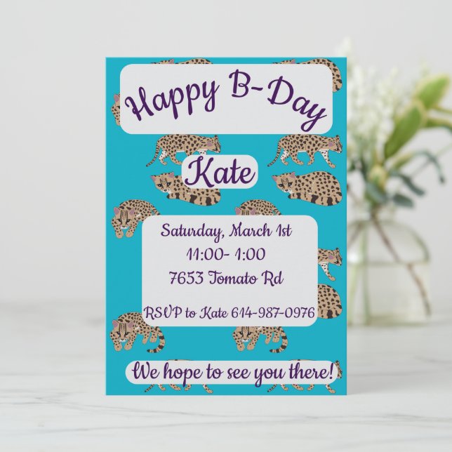 Margays Happy Birthday Invitation (Standing Front)