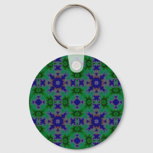 Margeriten blau grün retro artdeco muster key ring