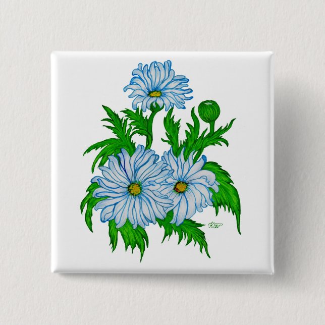 Margeriten Blume 15 Cm Square Badge (Front)