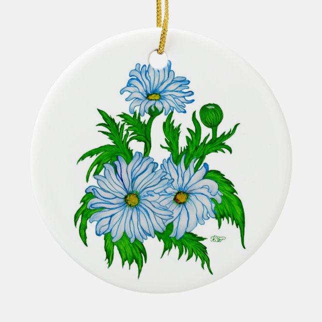 Margeriten Blume Ceramic Tree Decoration (Front)
