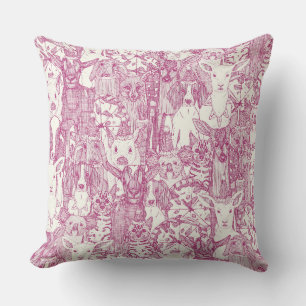 margherita menagerie pizza party berry pink cushion