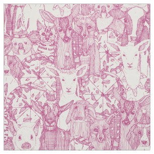 margherita menagerie pizza party berry pink fabric