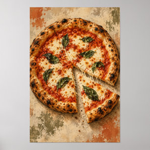 Margherita Pizza with Fresh Basil – Rustic Italian Poster