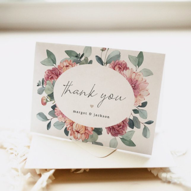 MARGOT Dusty Rose Blush Floral Bohemian Garden Tha Thank You Card (Creator Uploaded)