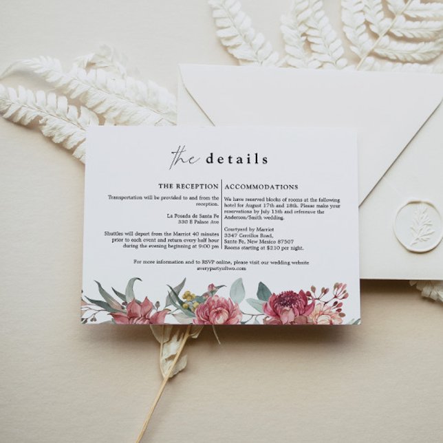 MARGOT Dusty Rose Blush Floral Wedding Detail Card (Creator Uploaded)