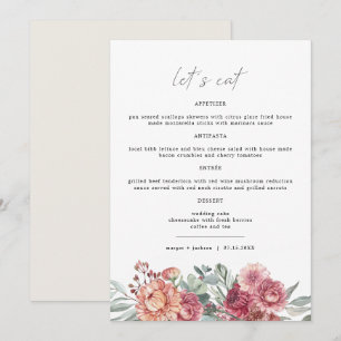 MARGOT Dusty Rose Blush Pink Floral Boho Garden Menu