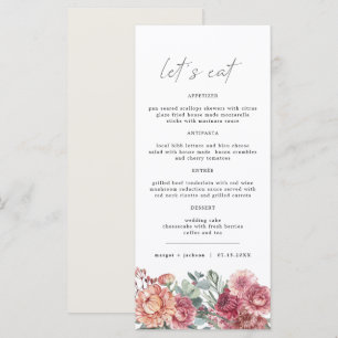 MARGOT Dusty Rose Blush Pink Floral Boho Garden Menu