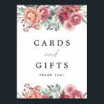 MARGOT Dusty Rose Blush Pink Floral Cards & Gifts Poster<br><div class="desc">This cards and gifts sign features bohemian dusty rose pink florals paired with a modern handwritten script font. This sign is the perfect addition to your spring,  summer or fall garden event.</div>