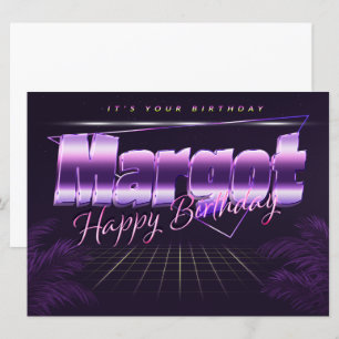Margot Name Vorname lila retro Karte Geburtstag Card