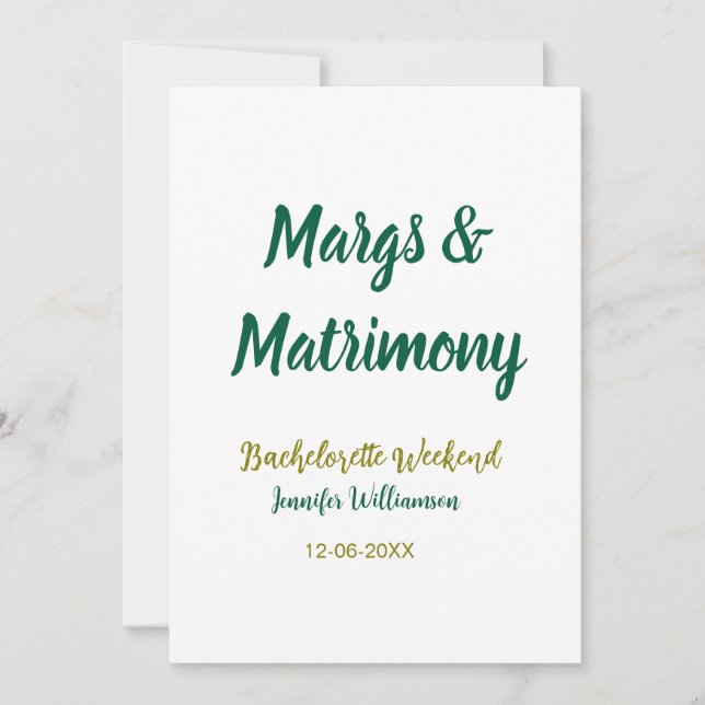 Margs and matrimony add name date bachelorette par invitation (Front)