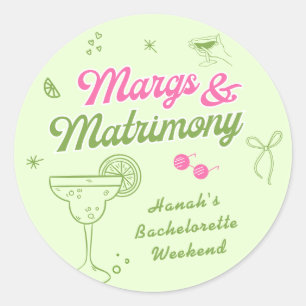 Margs and Matrimony Bachelorette Classic Round Sticker