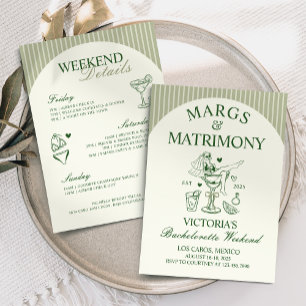 Margs and Matrimony Bachelorette Party Itinerary Invitation