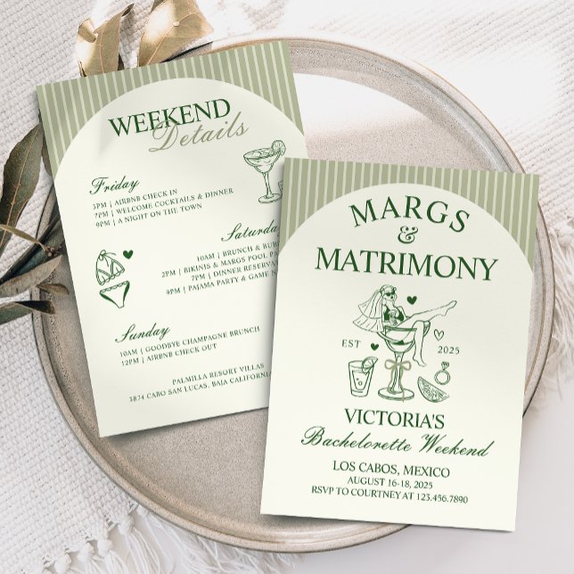 Margs and Matrimony Bachelorette Party Itinerary Invitation (Creator Uploaded)