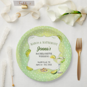Margs and Matrimony Bachelorette Party Paper Plate