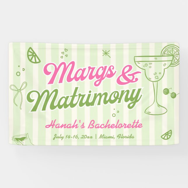 Margs and Matrimony Bachelorette Party Welcome Banner (Horizontal)