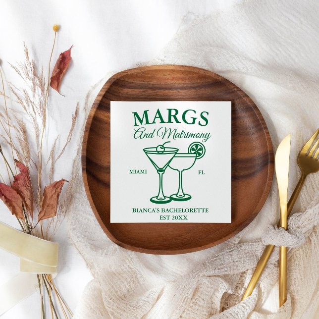 Margs and Matrimony Beach Bachelorette party Napkin (Creator Uploaded)