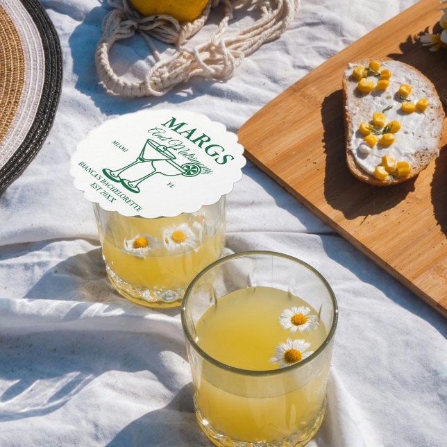 Margs and Matrimony  Beach Bachelorette party  Paper Coaster (Creator Uploaded)