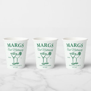 Margs and Matrimony Beach Bachelorette party Paper Cups