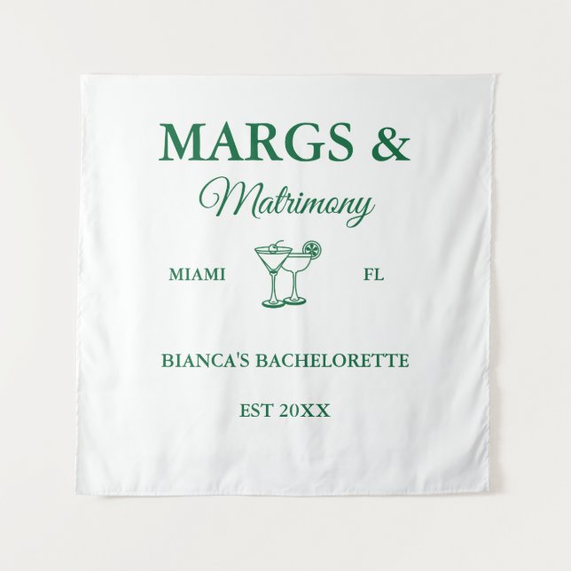 Margs and Matrimony Beach Bachelorette party  Tapestry (Front)