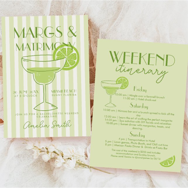 Margs and Matrimony Cocktail Bachelorette Weekend  Invitation (Creator Uploaded)