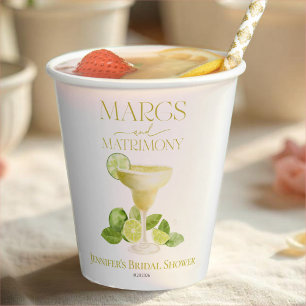 Margs and Matrimony Lemon Bridal Shower Paper Cups