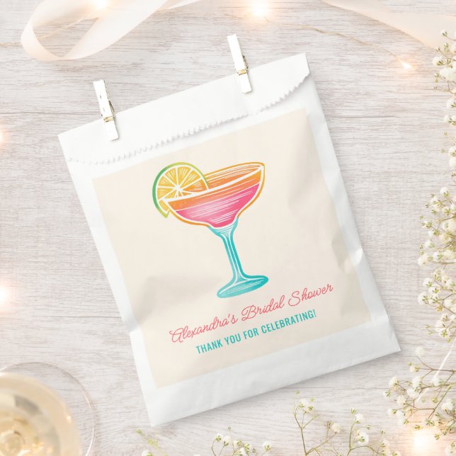 Margs and Matrimony Retro Cocktail Bridal Shower Favour Bag (Clipped)