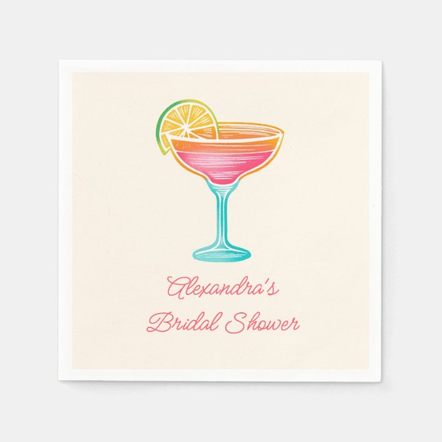 Margs and Matrimony Retro Cocktail Bridal Shower Napkin (Front)