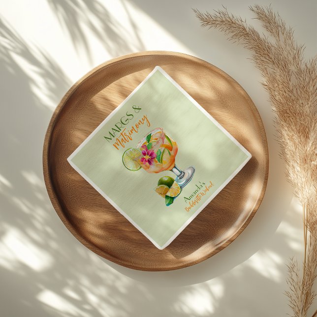 Margs and Matrimony Tequila & Fiesta Bachelorette Napkin (Creator Uploaded)