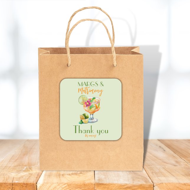 Margs and Matrimony Tequila & Fiesta Bachelorette Square Sticker (Creator Uploaded)