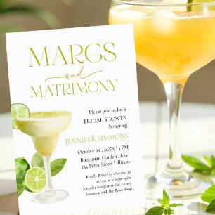 Margs and Matrimony   Watercolor Bridal Shower  Invitation