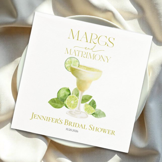 Margs and Matrimony | Watercolor Bridal Shower Napkin (Creator Uploaded)