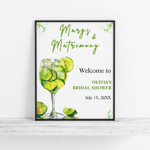 Margs & Martrimony Cocktail Bridal Shower Welcome Poster