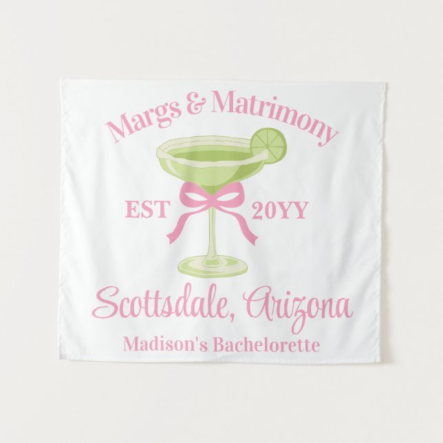 Margs & Matrimony Bachelorette Party Bach Backdrop Tapestry (Front (Horizontal))