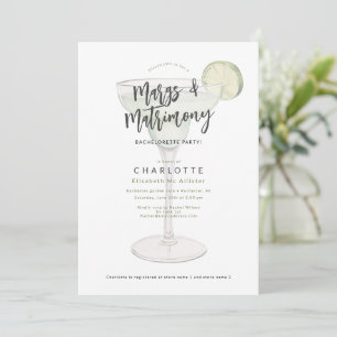 Margs & matrimony bachelorette party shower  invitation