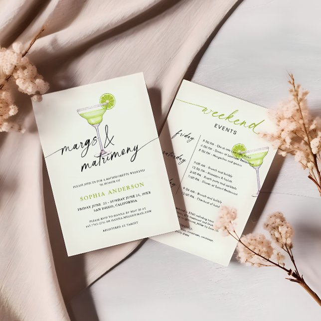 Margs & Matrimony Bachelorette Weekend Itinerary Invitation (Creator Uploaded)