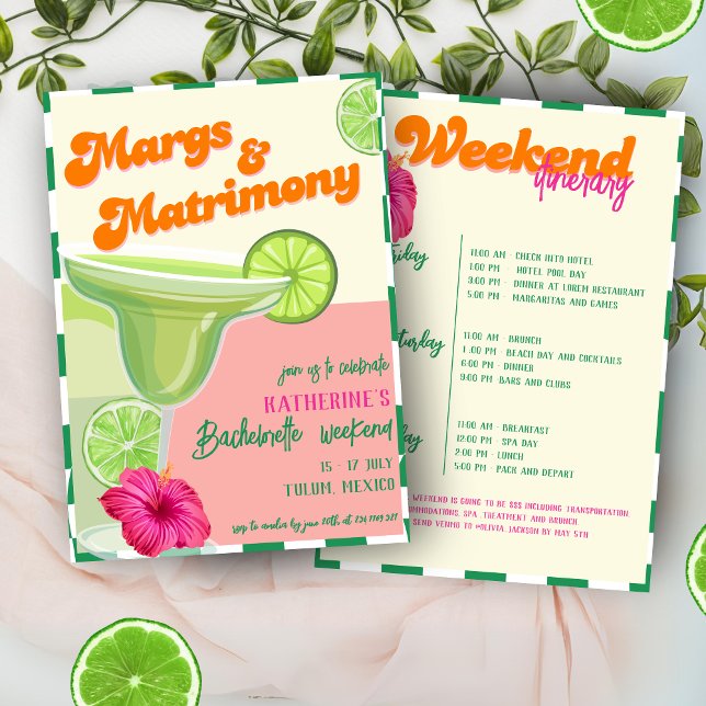 Margs & Matrimony Bachelorette Weekend Itinerary Invitation (Creator Uploaded)