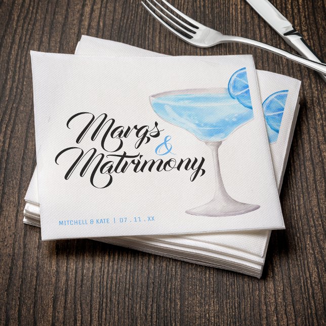 Margs & Matrimony Blue Margarita Bridal Shower Napkin (Margs & Matrimony Blue Margarita Bridal Shower Napkins
)