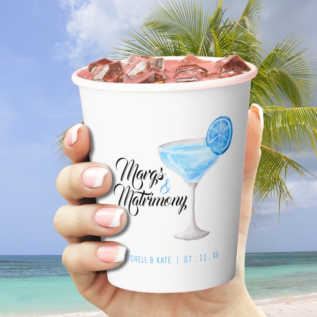 Margs & Matrimony Blue Margarita Bridal Shower Paper Cups (Margs & Matrimony Blue Margarita Bridal Shower Paper Cups
)