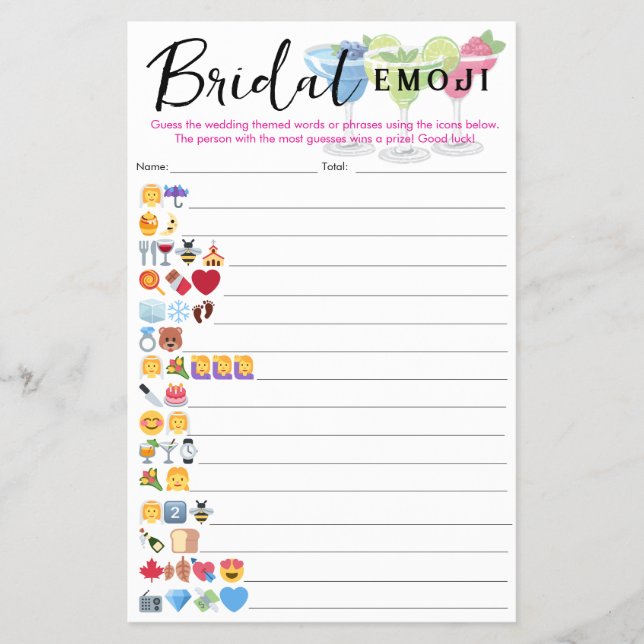 Margs & Matrimony Bridal Emoji Answers Included Flyer (Front)