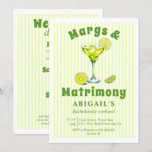 Margs & Matrimony cocktail bachelorette weekend Invitation