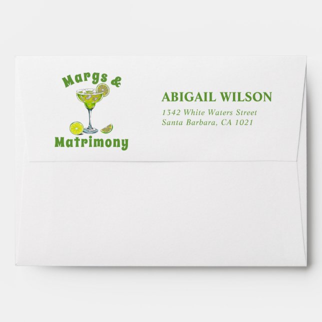 Margs & Matrimony cocktail lime green bachelorette Envelope (Back (Top Flap))