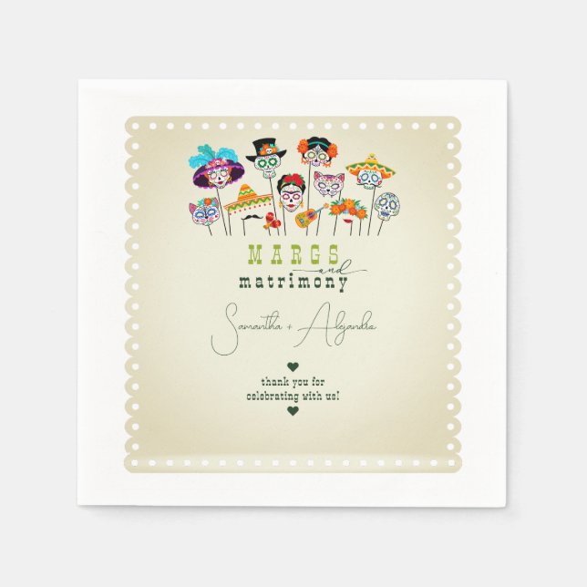 Margs & Matrimony Fiesta Mexican Couples Shower Napkin (Front)