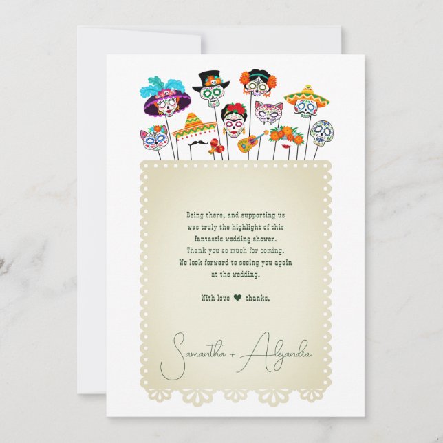 Margs & Matrimony Fiesta Mexican Couples Shower Thank You Card (Front)