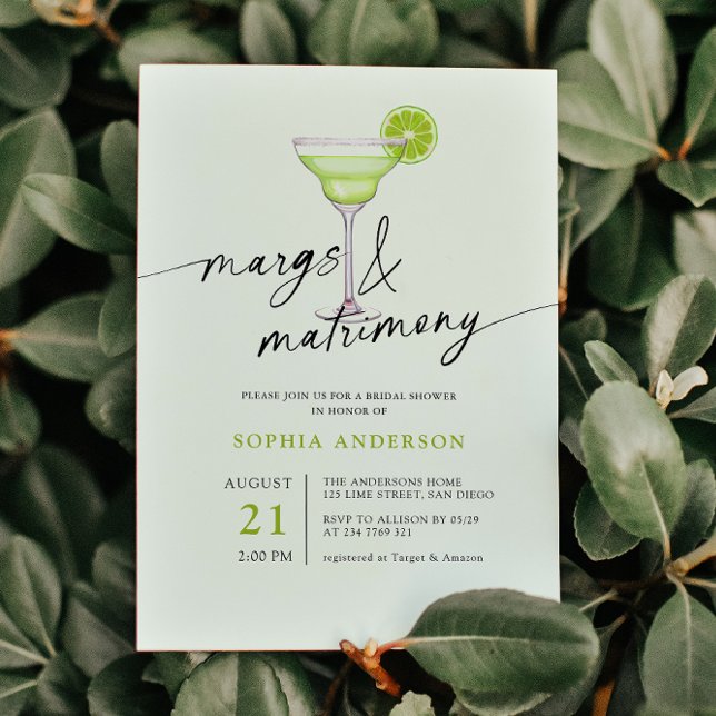 Margs & Matrimony Green Lime Bridal Shower Invitation (Creator Uploaded)