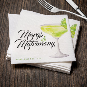 Margs & Matrimony Green Margarita Bridal Shower Napkin