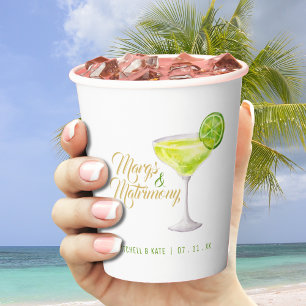 Margs & Matrimony Green Margarita Bridal Shower Paper Cups