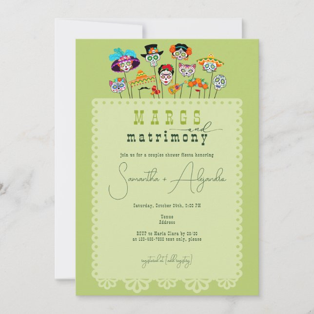 Margs & Matrimony Halloween Mexican Couples Shower Invitation (Front)