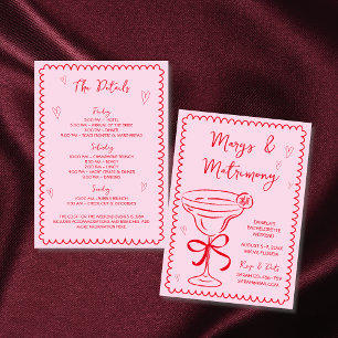 Margs & Matrimony Hand Drawn Bachelorette Weekend Invitation